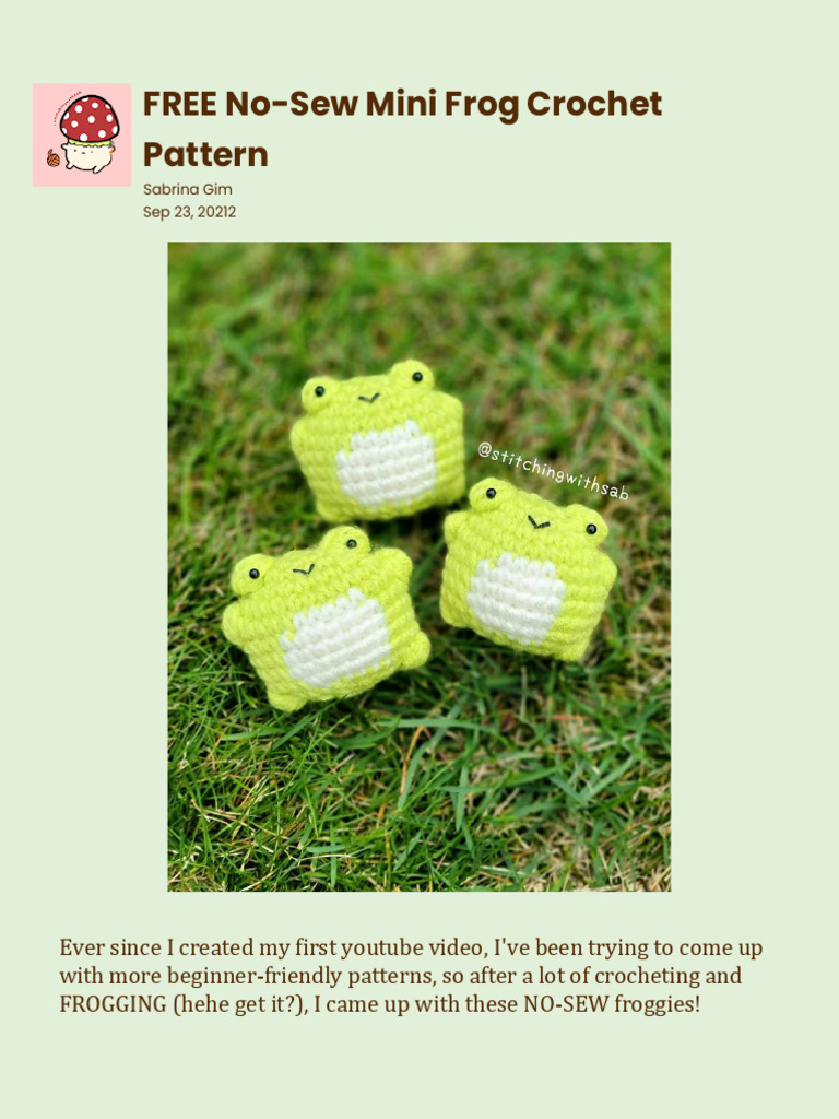 Free No-Sew Mini Frog Crochet Pattern | PDF