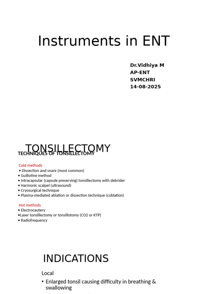 ENT Surgical Techniques and Instruments | PDF | Human Nose | Medical ...