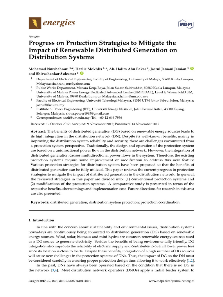 Impact of Renewable Distributed Generation On Protection and Its ...