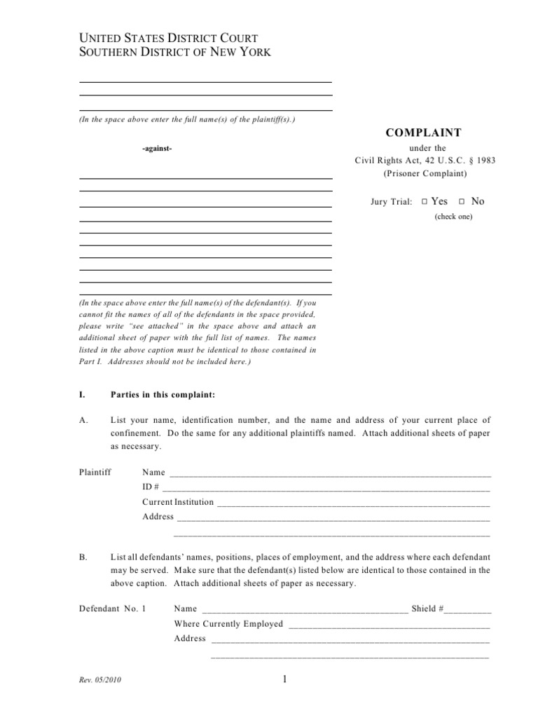 1983 Prisoner Complaint Form Guide | PDF | Lawsuit | Prison