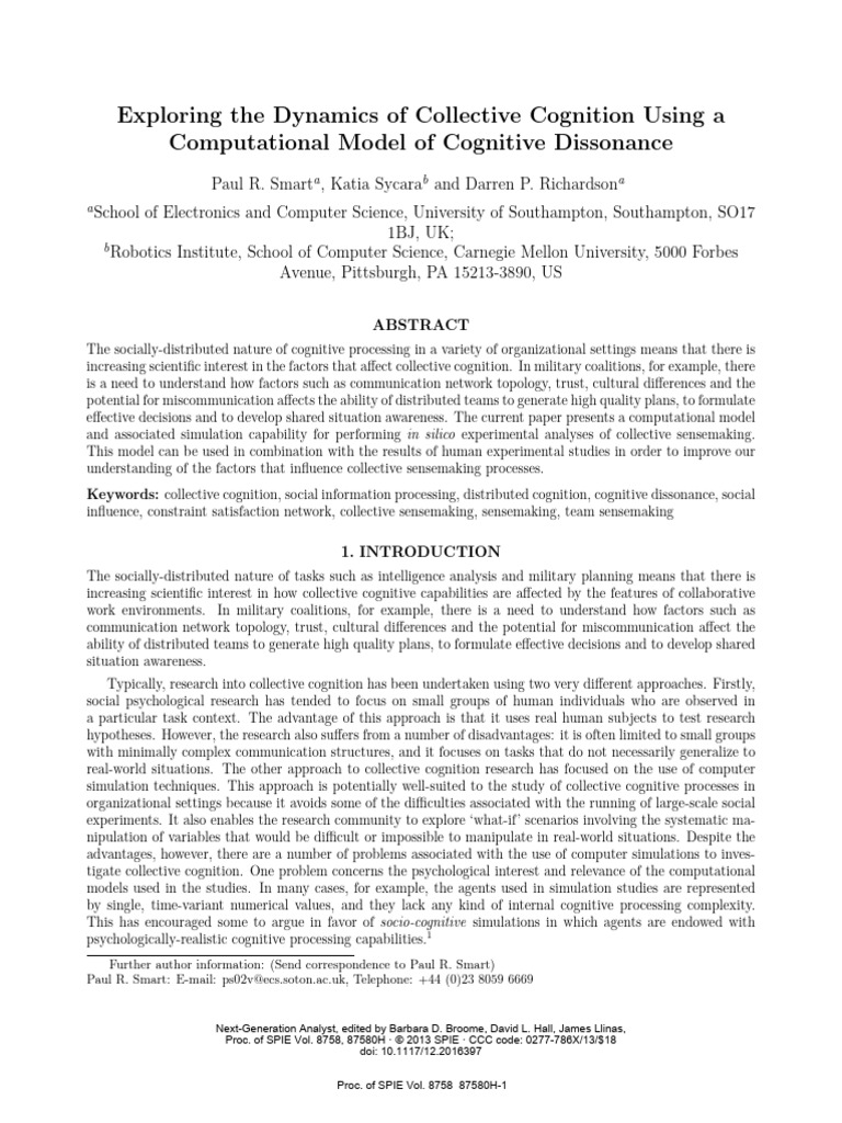Computational Model of Collective Cognition | PDF | Information | Cognition