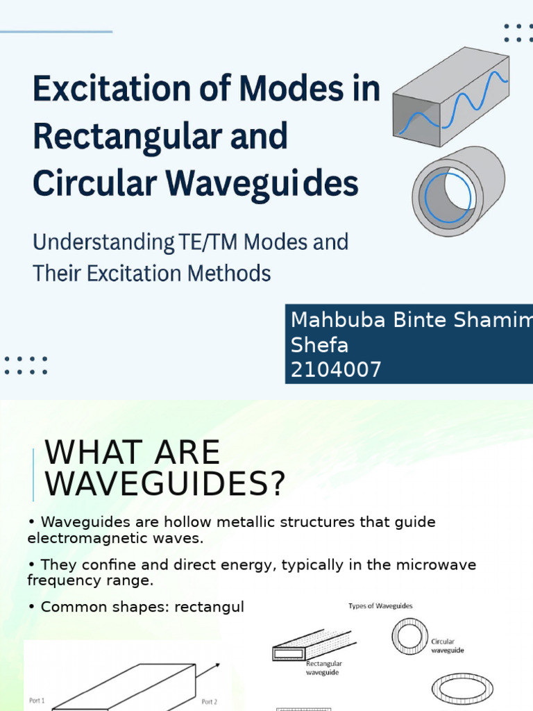 Waveguide Modes and Excitation Techniques | PDF | Waveguide | Radiation