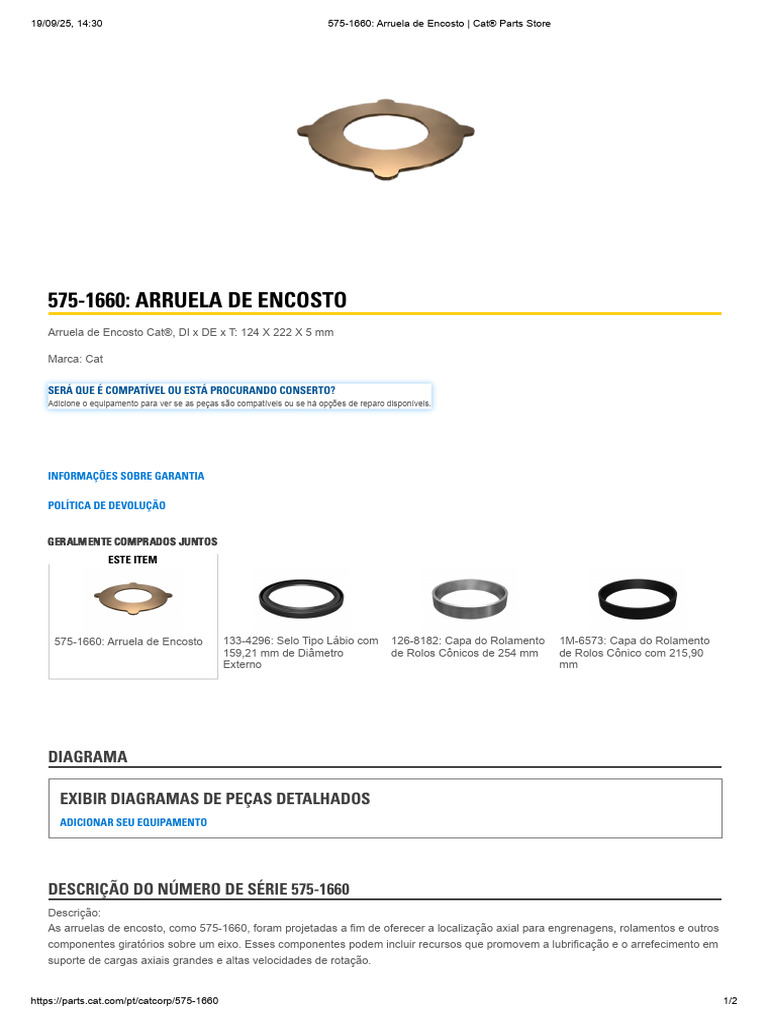 Arruela de Encosto 575-1660 Cat® | PDF