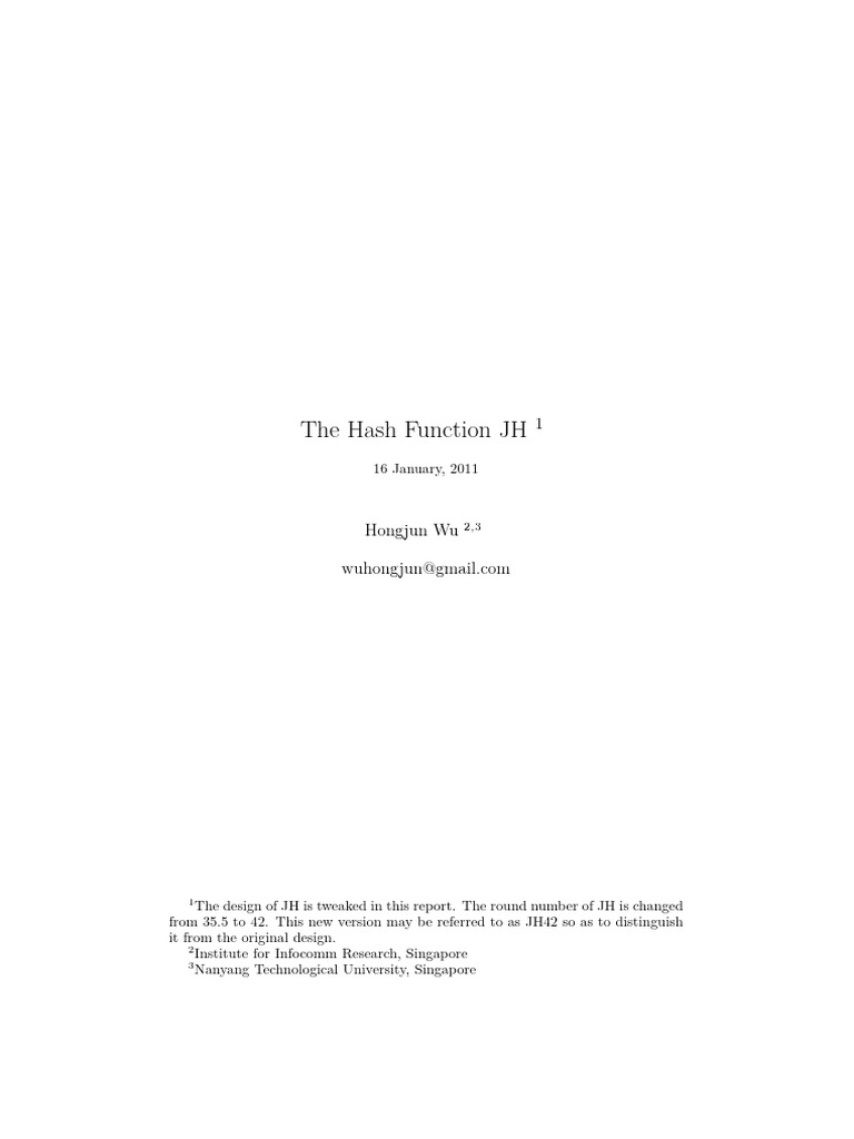 JH Hash Function Design Overview | PDF | Applied Mathematics | Secure ...