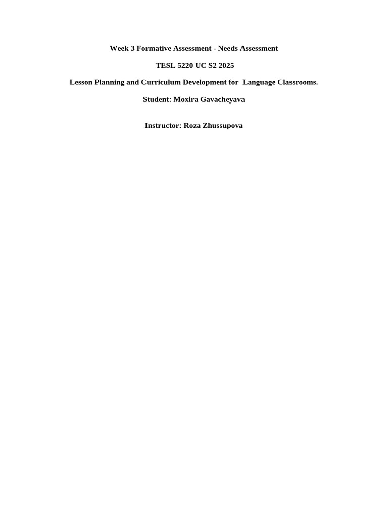 Lesson Planning Week 3 | PDF | English As A Second Or Foreign Language ...