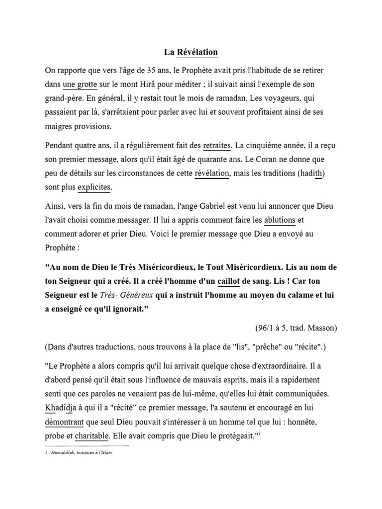 La Révélation au Prophète Muhammad | PDF | Mahomet | Révélation