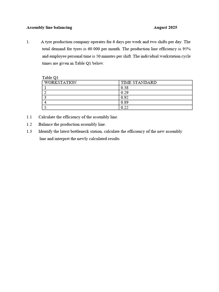 #3 Assembly Line Balancing August 2025 | PDF