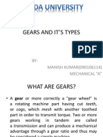 Gears and It'S Types: BY-MANISH KUMAR (090106114) Mechanical "A"