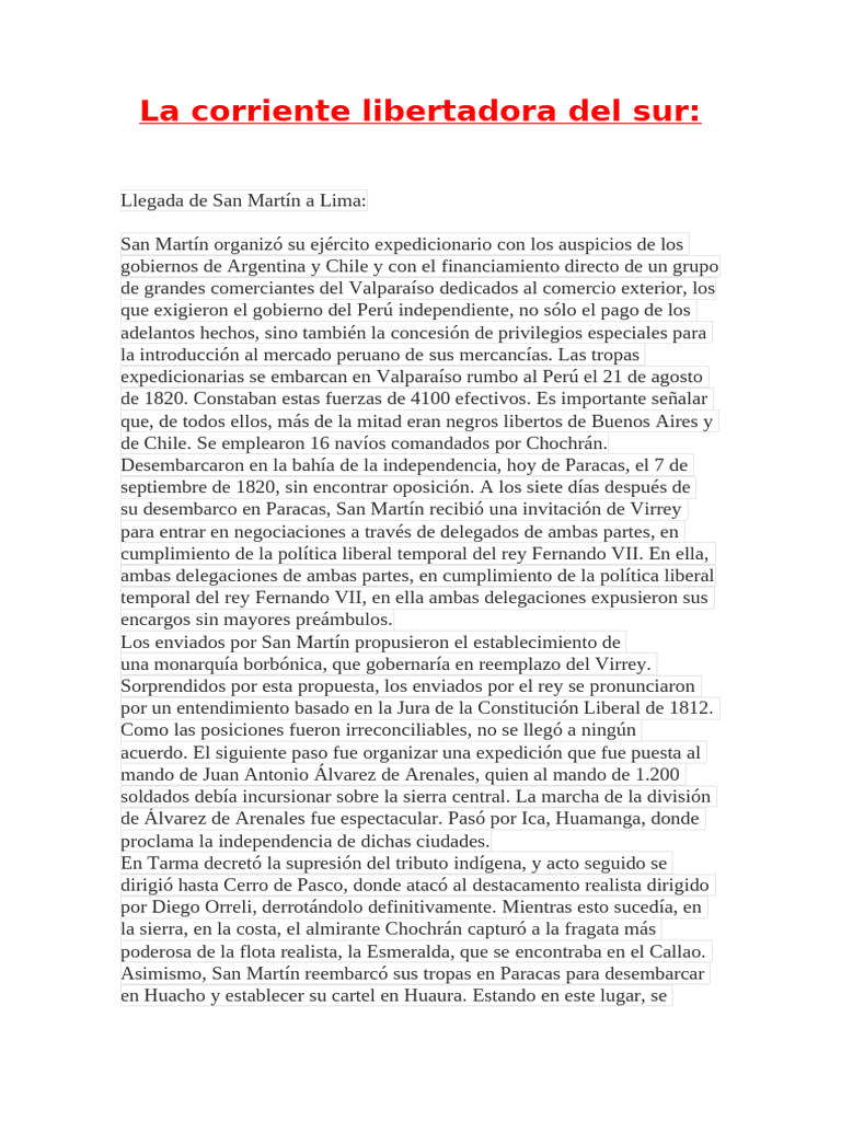 San Martín y la Independencia del Perú | PDF