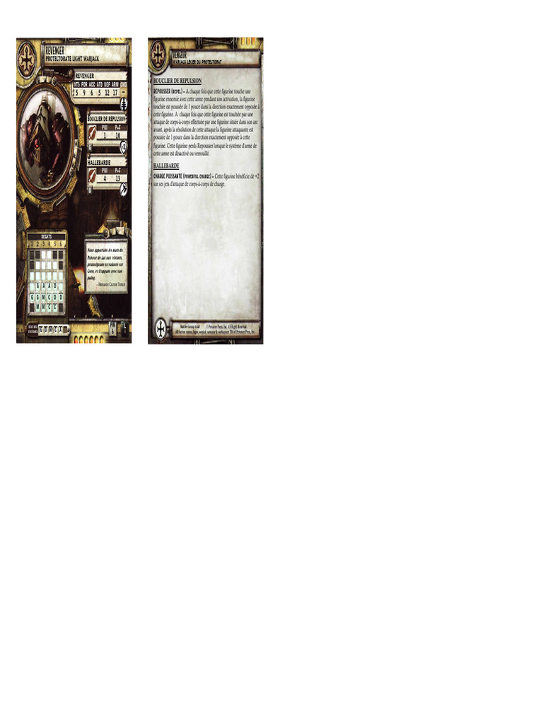 Caractéristiques du Warjack Revenger | PDF