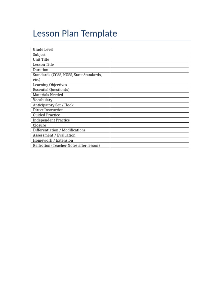 Lesson Plan Template Overview | PDF