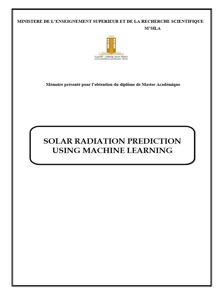 Solar Radiation Prediction via ML | PDF | Deep Learning | Machine Learning