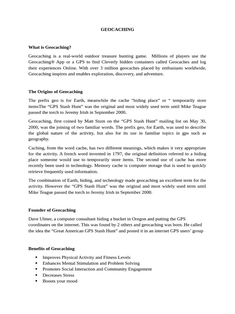 Introduction to Geocaching Basics | PDF