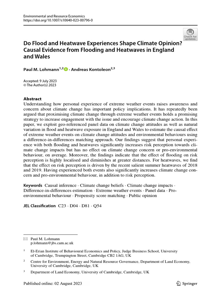 Impact of Floods and Heatwaves on Climate Opinion | PDF | Heat Wave ...