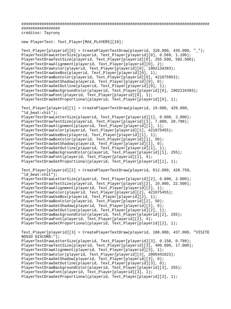 Player Text Draw Configuration Code | PDF