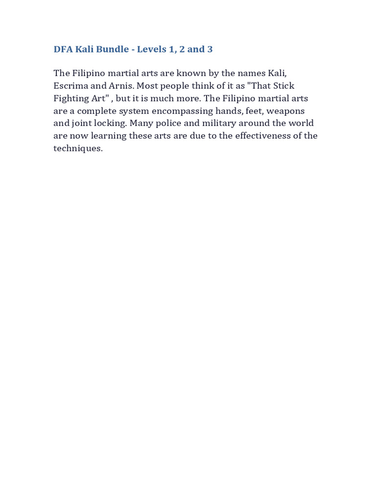 Comprehensive DFA Kali Training Guide | PDF | Individual Sports