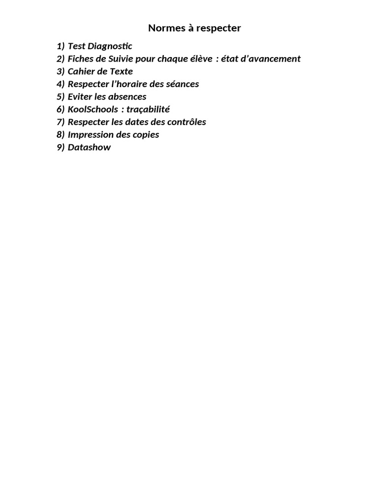Normes KoolSchools à Respecter | PDF