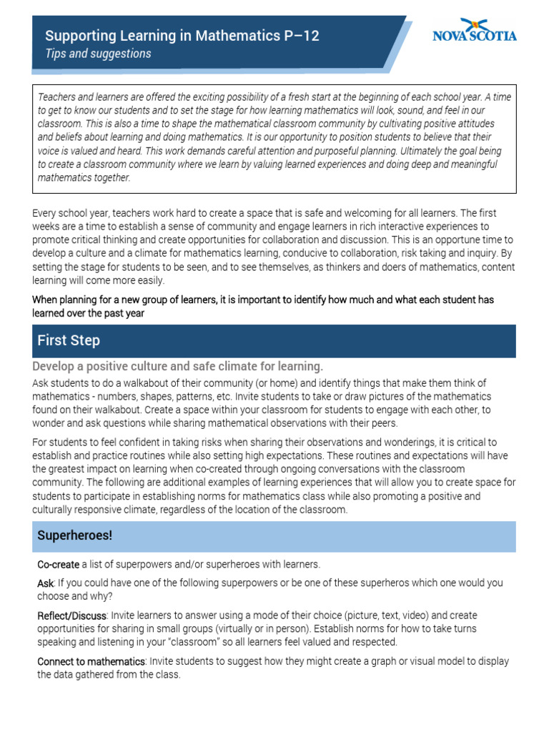Strategies for P–12 Math Learning Support | PDF | Learning | Thought