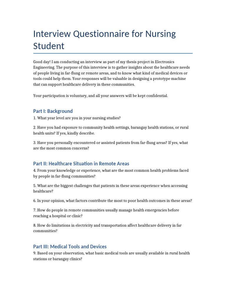 Nursing Interview on Remote Healthcare Needs | PDF | Health Care ...