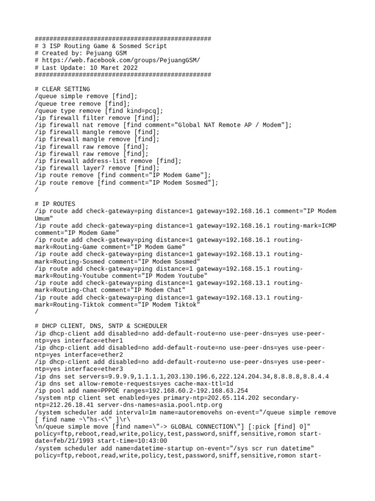 ISP Routing and Firewall Script Guide | PDF | Domain Name System ...