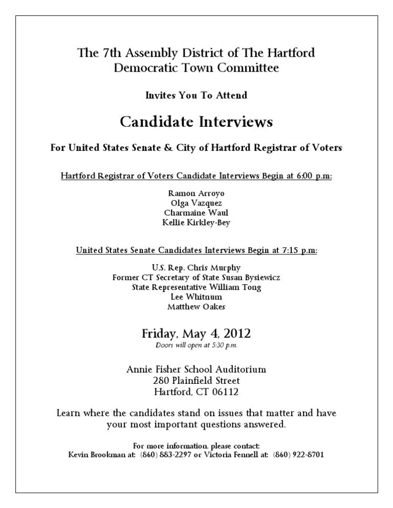 Candidate Interviews: The 7th Assembly District of The Hartford ...