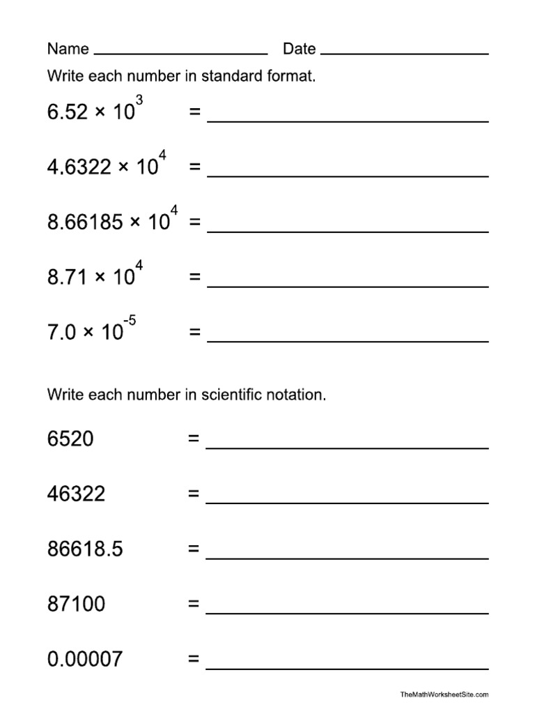 Scientific Notation and Standard Notation | PDF