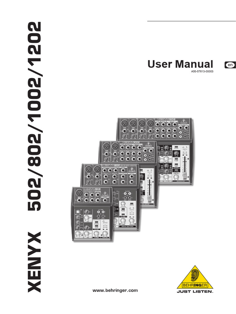 Behringer Xenyx 502 802 1002 1202 | PDF | Equalization (Audio) | Microphone