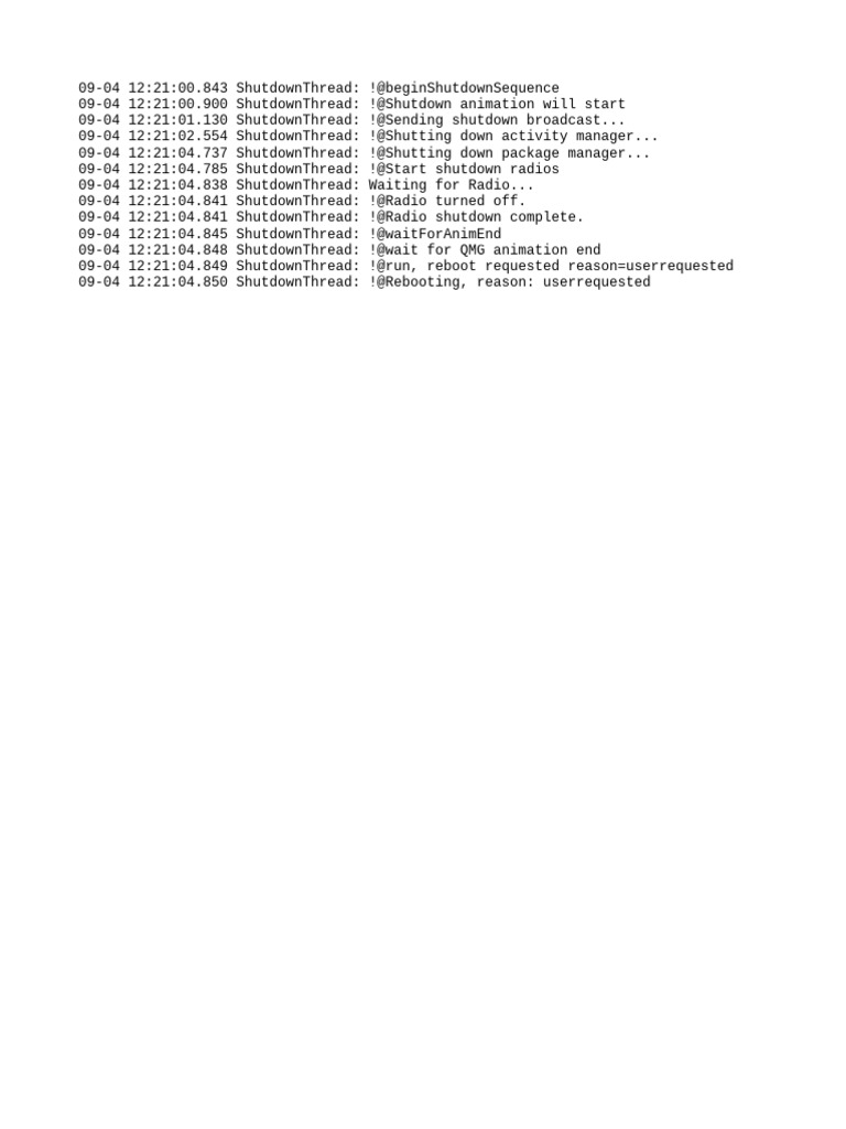 Shutdown Sequence Log Analysis | PDF