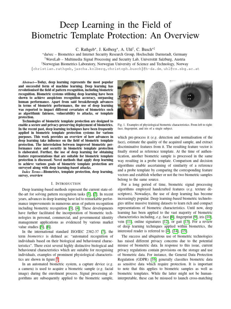 Deep Learning in Biometric Protection | PDF | Biometrics | Deep Learning