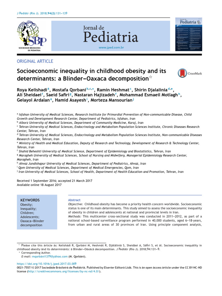 Socioeconomic Inequality in Childhood Obesity and Its | PDF | Obesity ...