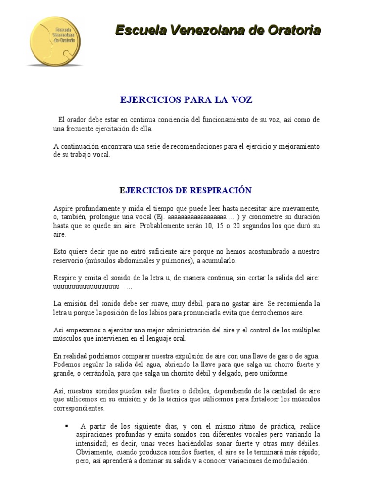 Ejercicios para Mejorar la Voz | PDF | Vocal | Sonido