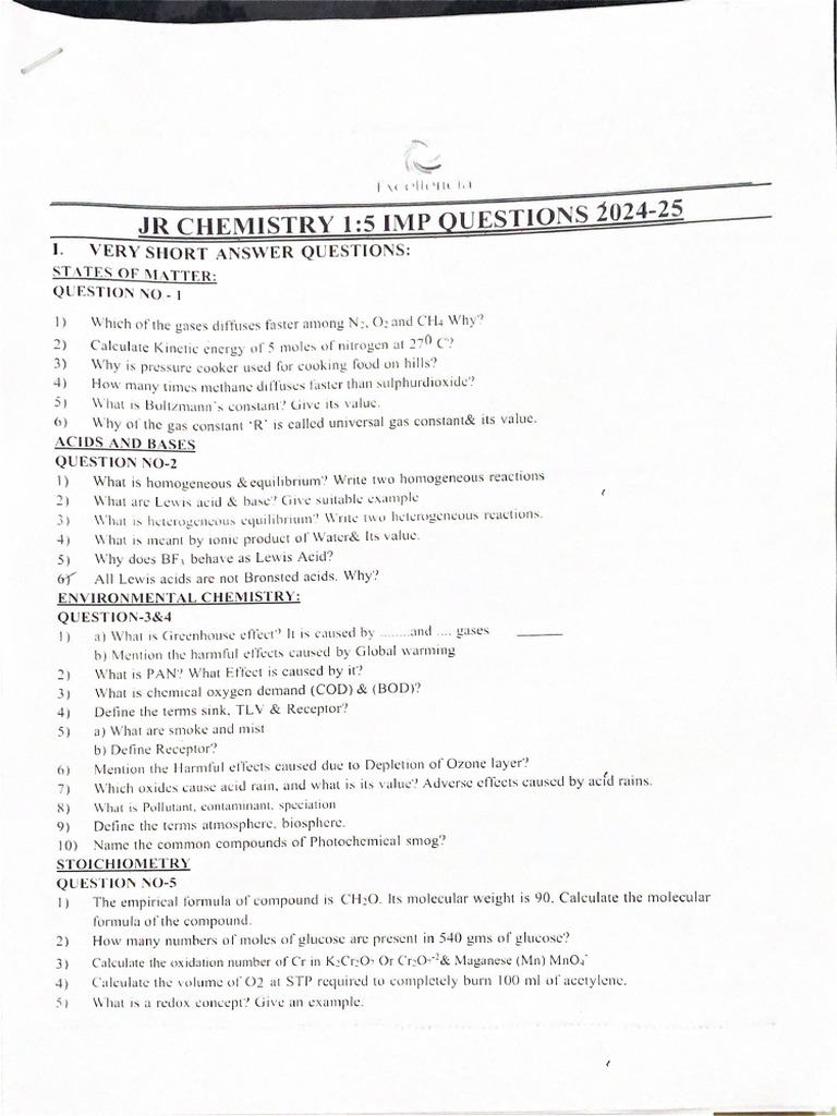 Chemistry Imp Question | PDF