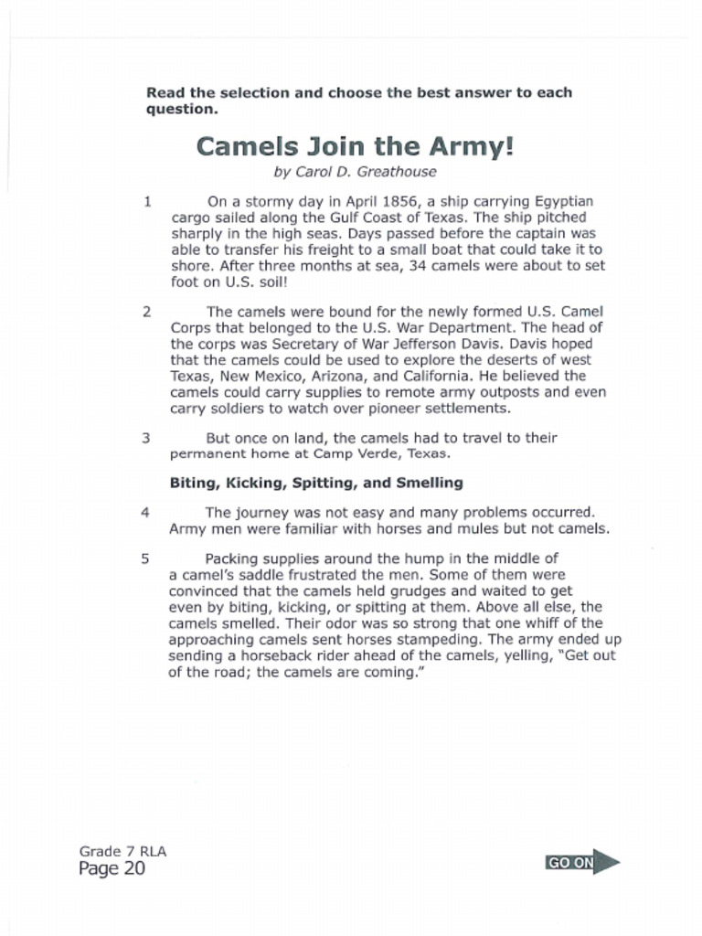 Extended Response-Camels Join The Army | PDF