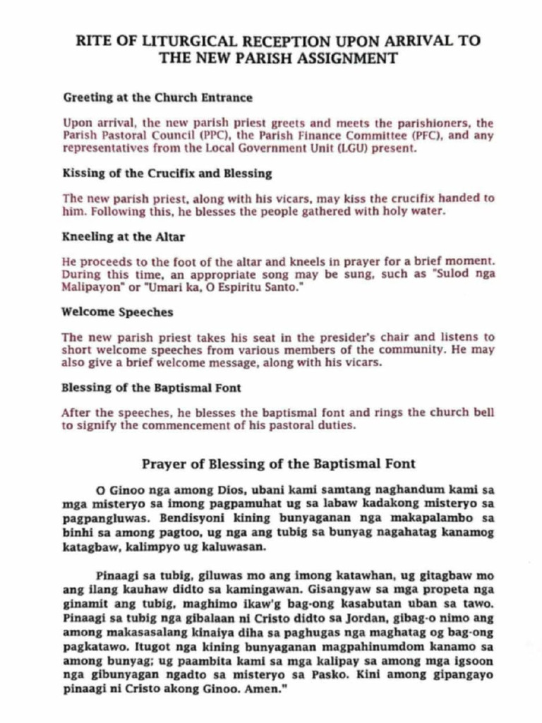 Rite of Liturgical Reception | PDF