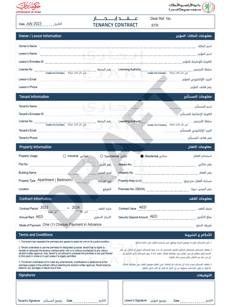 Tenancy Contract Template Abu Dhabi | PDF | Leasehold Estate | Lease
