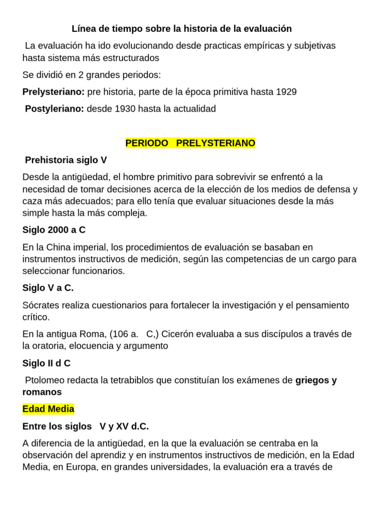 Historia de la Evaluación Educativa | PDF | Evaluación | Inteligencia
