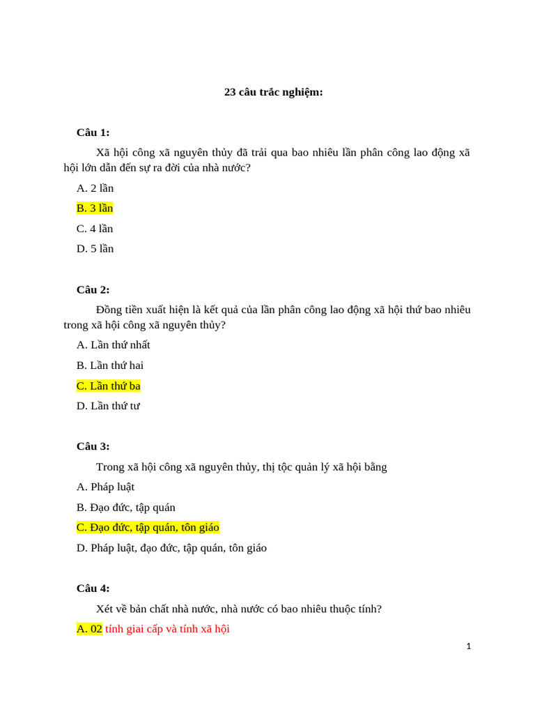 Buoi 2 - 23 Cau Trac Nghiem PLDC | PDF