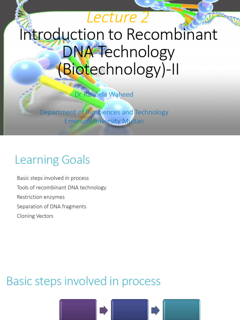 Introduction To RDNA Technology-II - R | PDF | Molecular Cloning | Plasmid