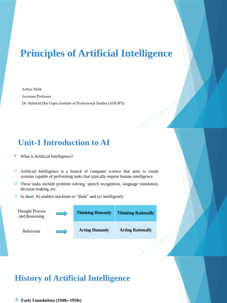 Principles of Artificial Intelligence Overview | PDF | Applied ...
