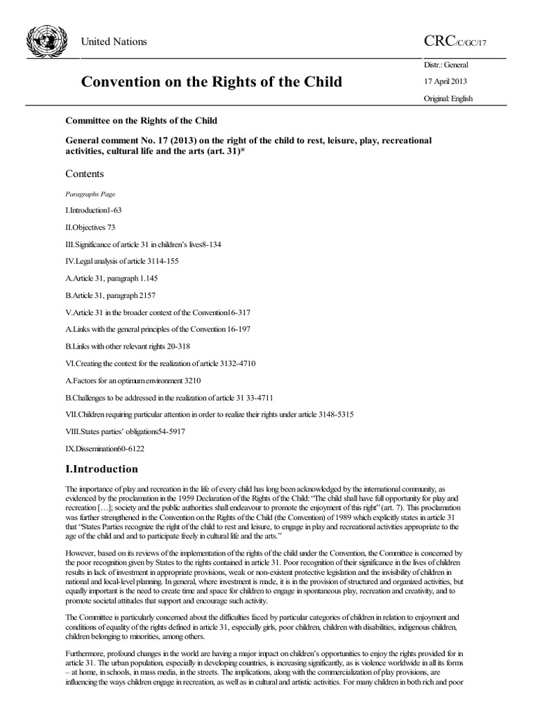 Convention On The Rights of The Child: United Nations | PDF | Violence ...