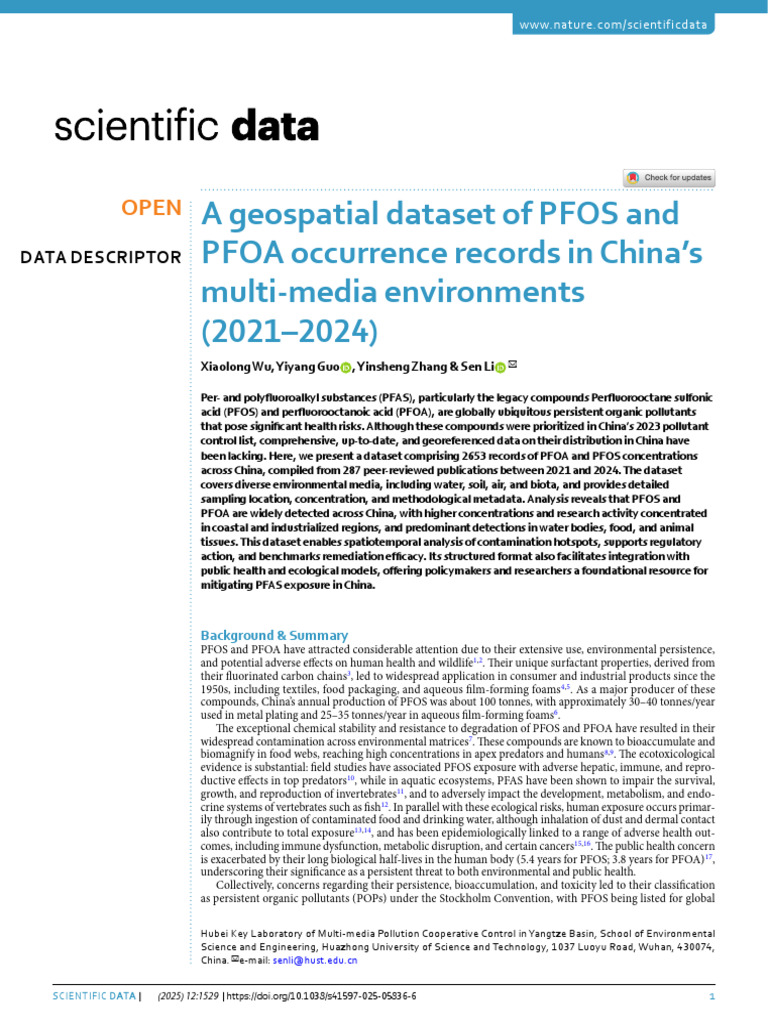 PFOS and PFOA Occurrence in China | PDF | High Performance Liquid ...