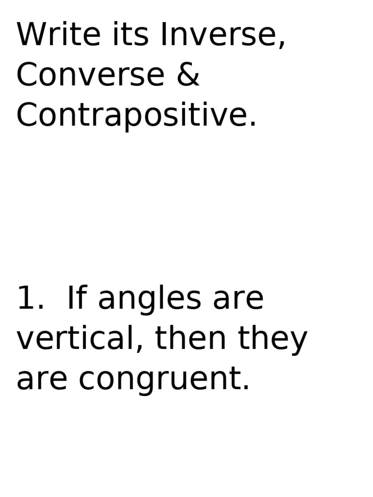 Inverse, Converse, Contrapositive Examples | PDF