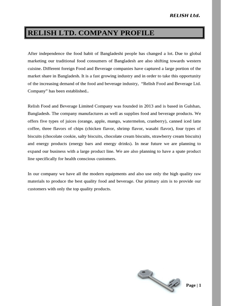 Relish Ltd. Company Profile Overview | PDF | Occupational Safety And ...