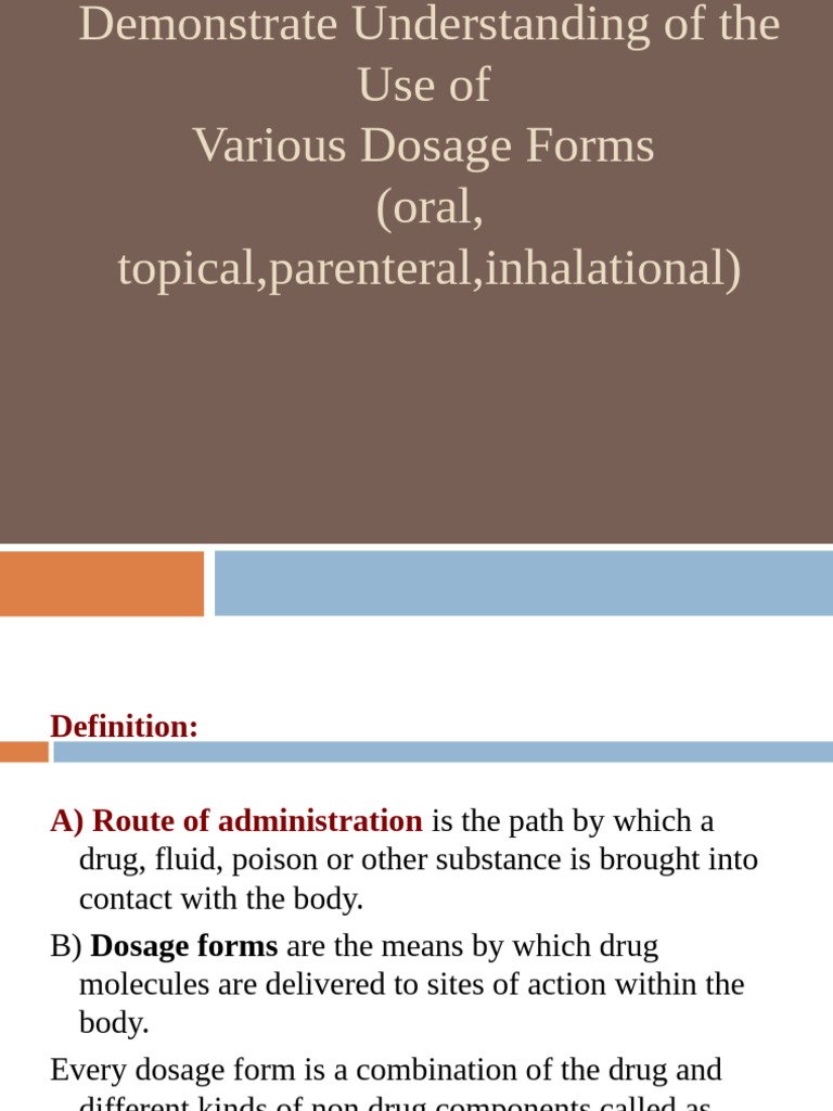 Understanding Dosage Forms and Routes | PDF | Injection (Medicine ...