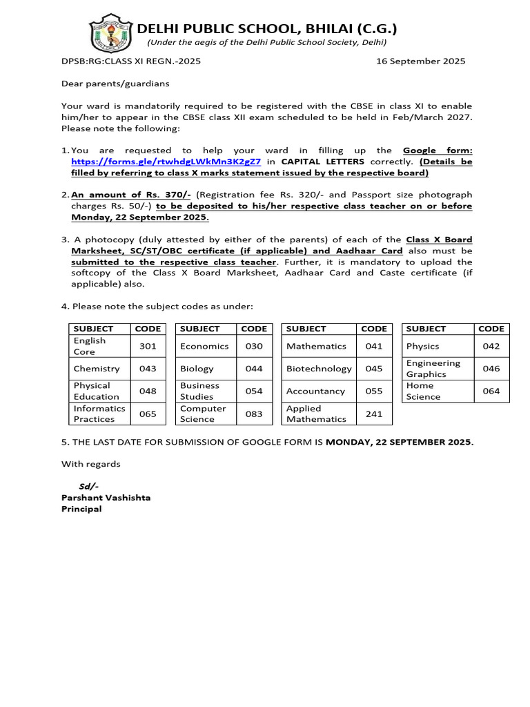 CBSE Class 11 Registration 2025 Details | PDF