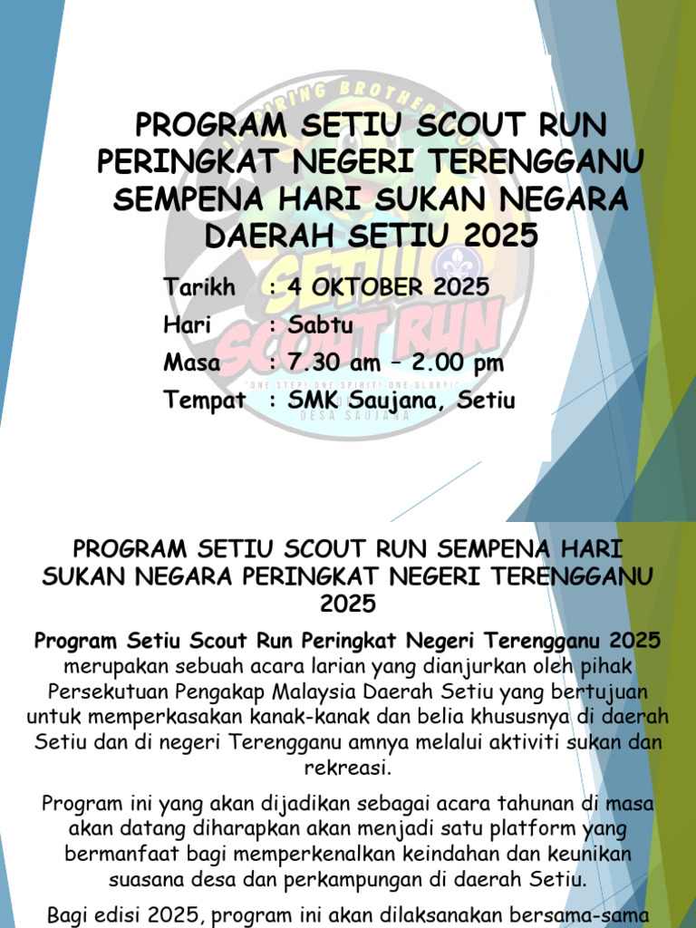 Info Program Setiu Scout Run Peringkat Negeri Terengganu 2025 | PDF