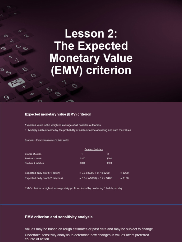Understanding Expected Monetary Value (EMV) | PDF | Applied Mathematics