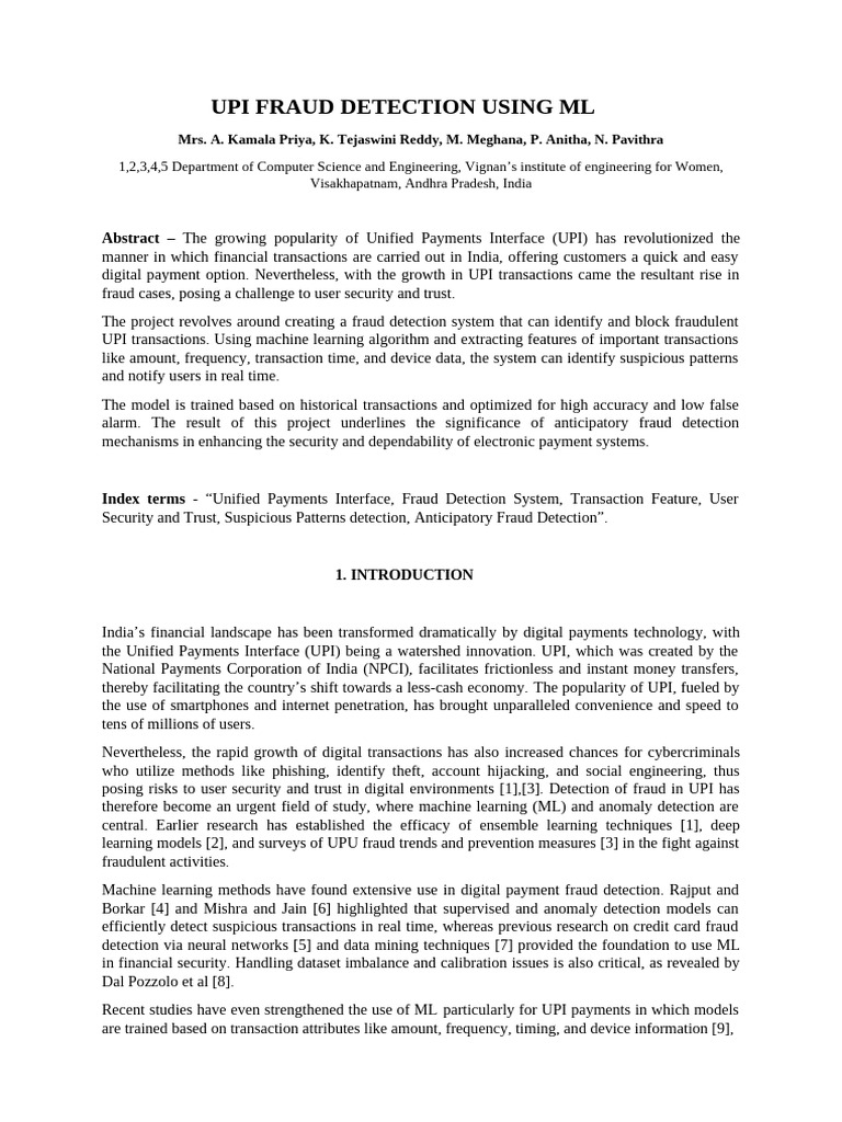 UPI Fraud Detection with Machine Learning | PDF | Machine Learning ...