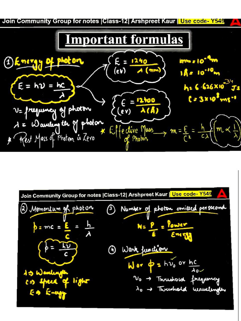 Dual Nature of Matter (Formula Sheet) | PDF