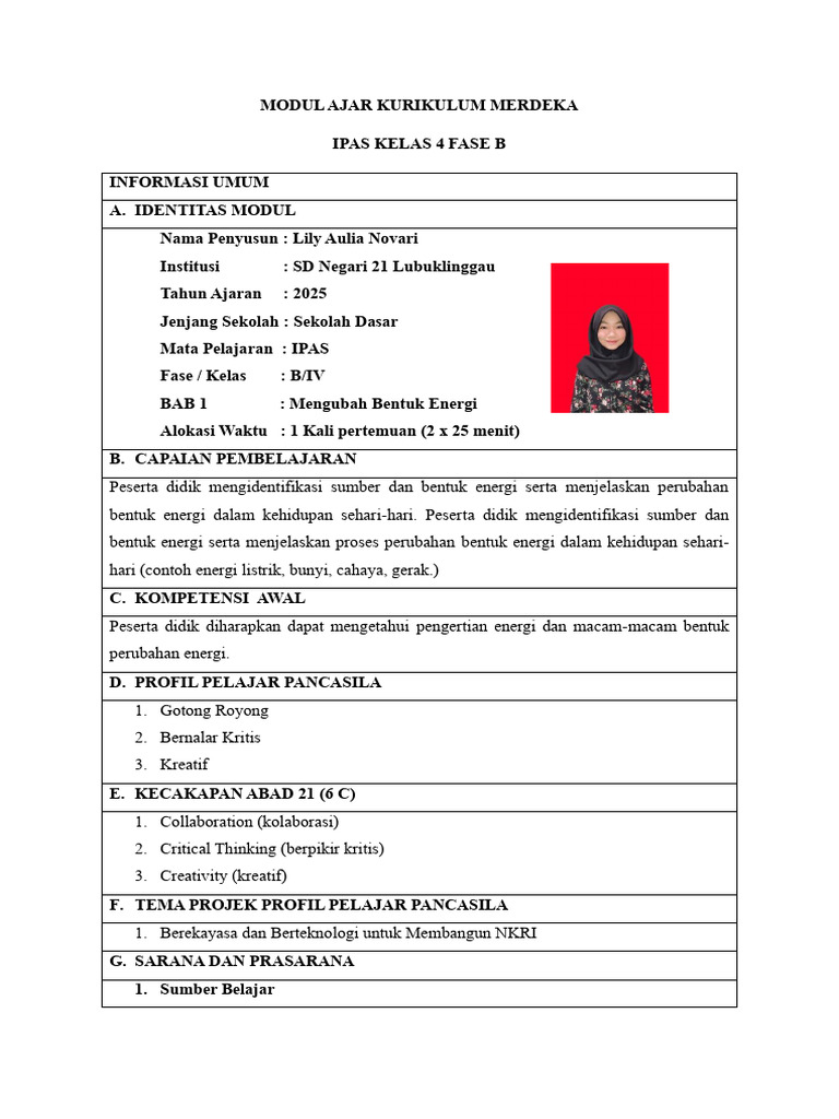 Modul Ajar Lily Aulia | PDF